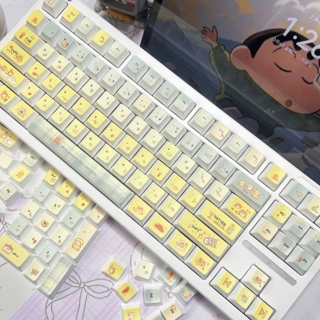 Juego de teclas con tema de cuaderno Heartbeat, tapas de teclado PBT, teclas de perfil de cereza personalizadas para accesorios de teclado mecánico - imagen 3