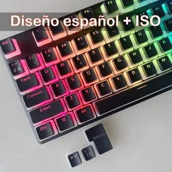 Teclas Pudding PBT ISO en español e inglés, semitransparentes