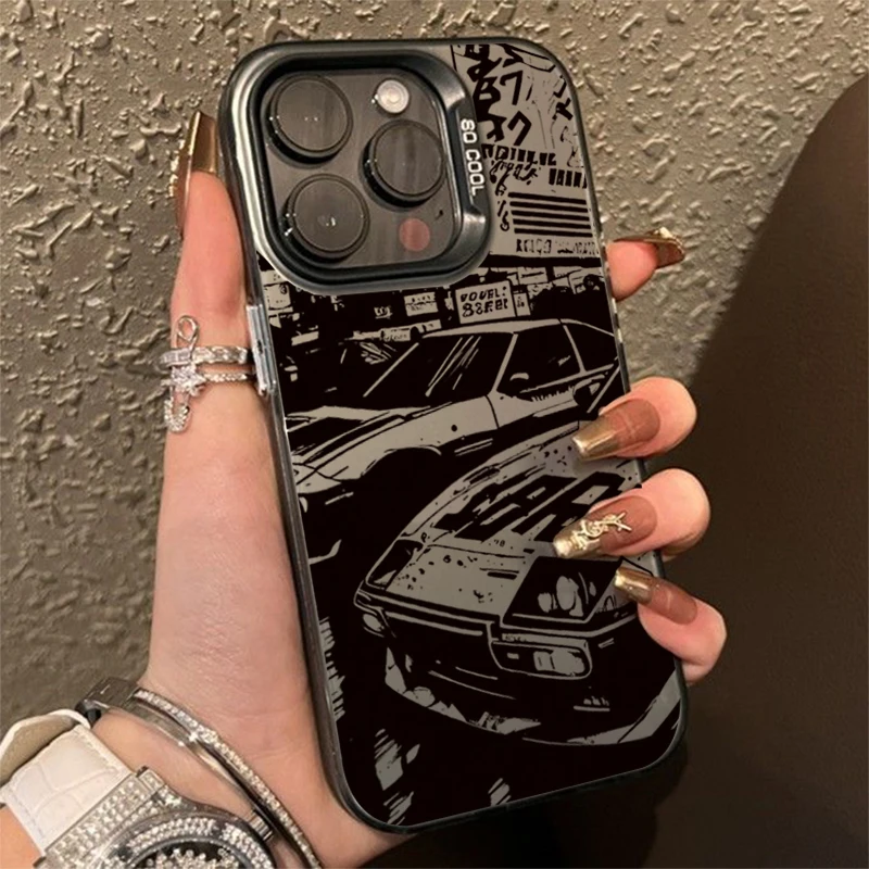 Funda IMD plateada electrochapada con estampado de coche a la moda para Xiaomi Redmi Note 14 13 12 11 10 Pro Plus 5G 12S 11 Redmi 14C 12 4G