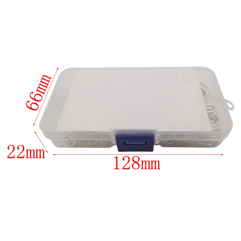 Kit surtido de pasadores de algodón Tipo R para Tractor, pinzas para coche, enganche para pelo, Clip de acero para Tractor, Kit de agarre con caja de plástico, 100 Uds. - imagen 4