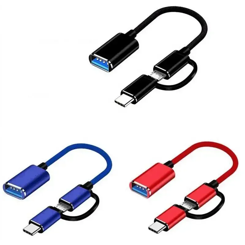 Adaptador Micro USB OTG tipo C 2 en 1 tipo C macho a USB 2,0 hembra adaptador de Cable para Huawei Xiaomi Android teléfono unidad Flash USB