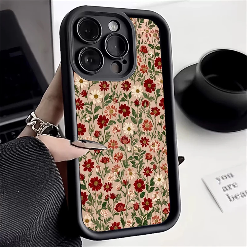 Funda de teléfono con patrón de flores para Samsung Galaxy S25 Ultra S24 FE S23 S22 S21 Plus A06 A26 A36 A33 A25 A16 A34 funda de silicona - imagen 2