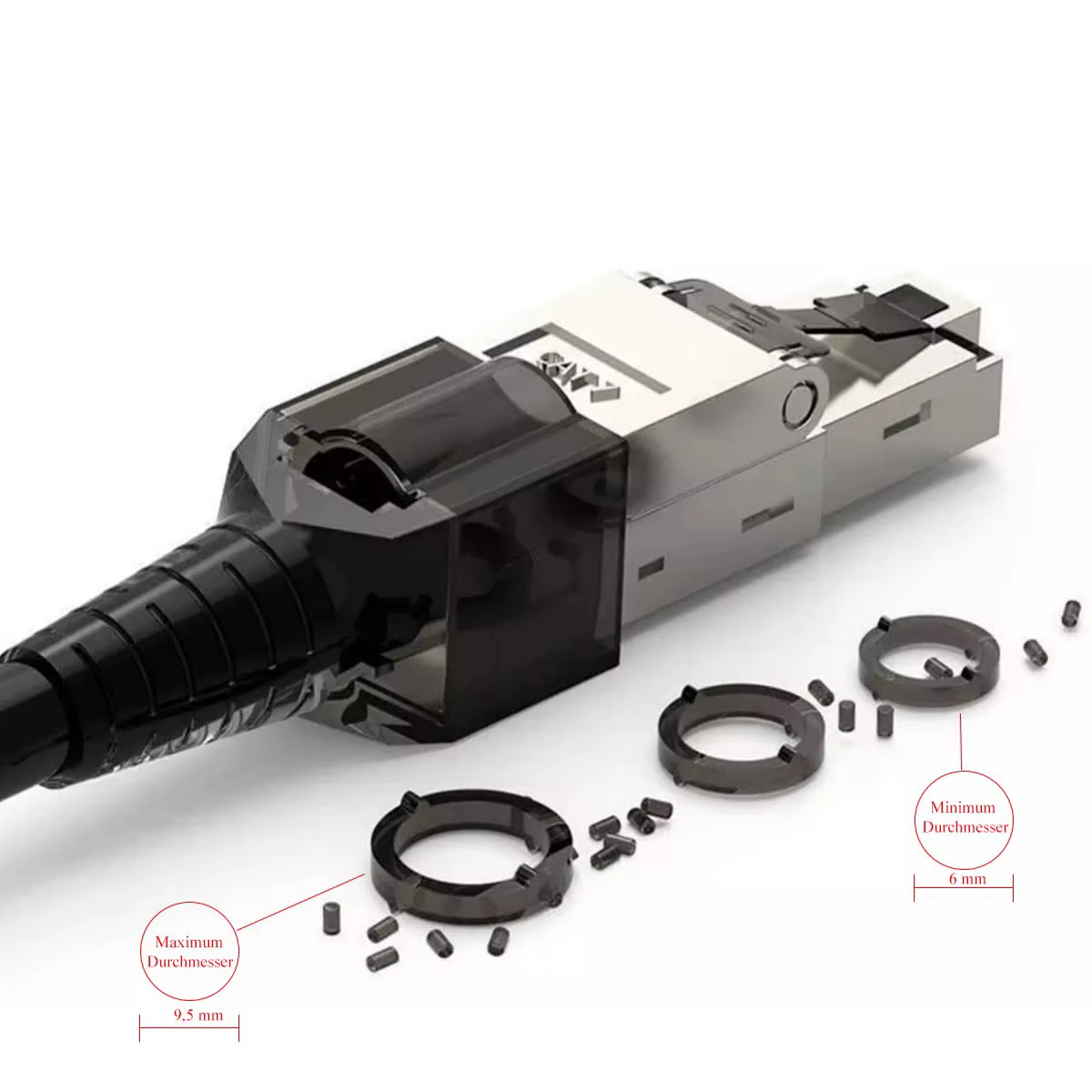 ZoeRax Conector RJ45 Cat8 blindado sin herramientas para SFTP - imagen 5