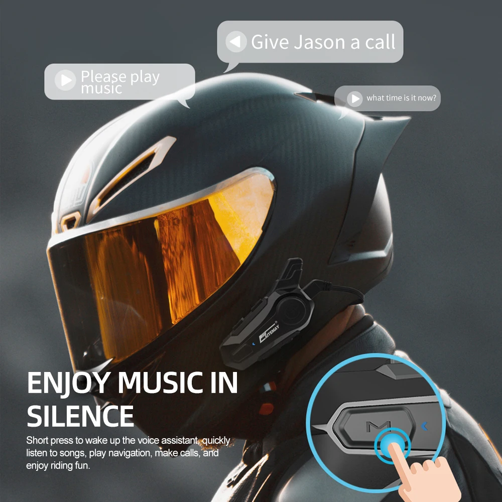 Bluetooth 5,0 casco de Motor auriculares casco intercomunicador inalámbrico motocicleta auriculares 30M interfono altavoz Walkie casco Talkie - imagen 5