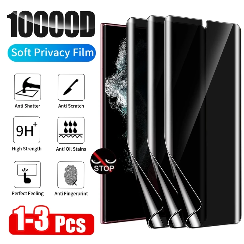 Película protectora de hidrogel Anti-Peep para Samsung Galaxy S21 FE S22 S23 S24 Ultra Plus Note 10 20, 1-3 uds.