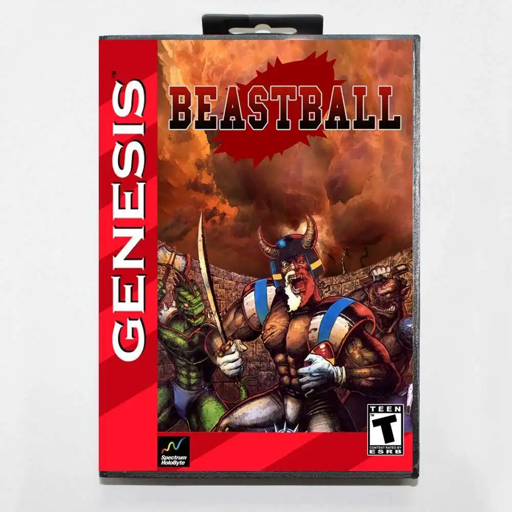 Tarjeta de juego BeastBall MD con caja estadounidense personalizada para consola Sega Megadrive Genesis de 16 bits