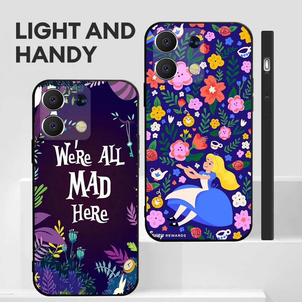 BD-1 Alice en el país de las maravillas funda negra para Xiaomi Redmi Note 13 13C 13R POCO X6 X7 M7 C65 Pro Plus - imagen 3