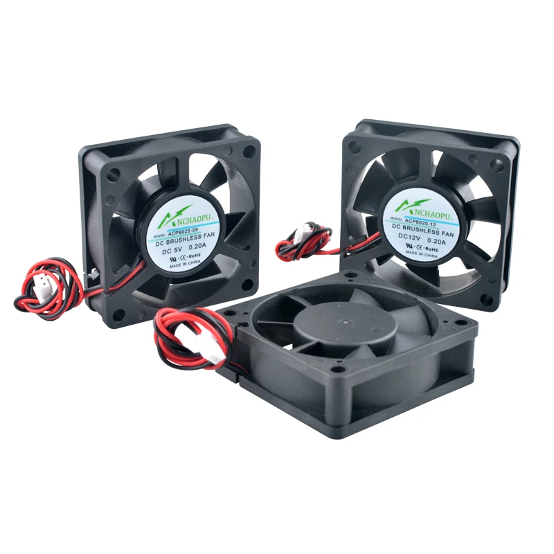 ACP6020 6cm 60mm ventilador 60x60x20mm DC5V/12V/24V ventilador de flujo Axial de 2 pines ventilador de refrigeración para fuente de alimentación del convertidor de frecuencia - imagen 2