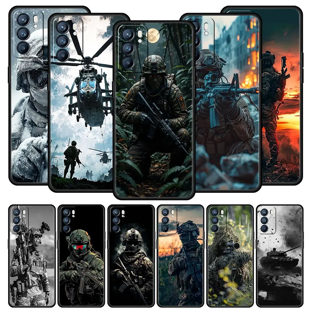 Funda de teléfono para Oppo Reno13 Reno12 Reno11 F Reno10 Pro A54 A53 A95 A76 A74 A57 A98 A80 A79 5G A78 4G, funda especial del ejército militar