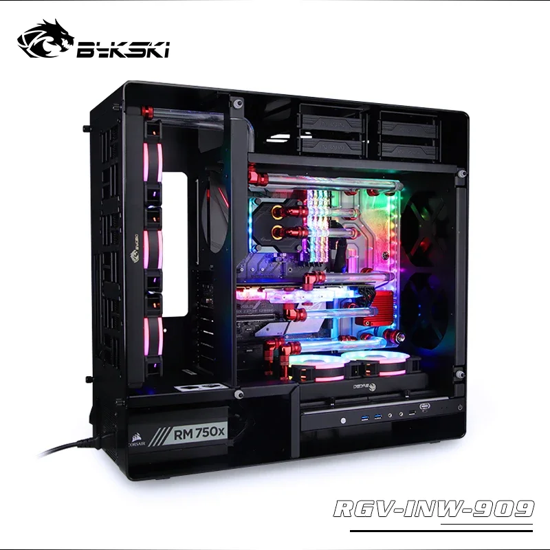 Kit BYKSKI para carcasa de ordenador IN WIN 909/solución de canal de agua de placa acrílica/Kit para CPU y bloque GPU/en lugar de depósito