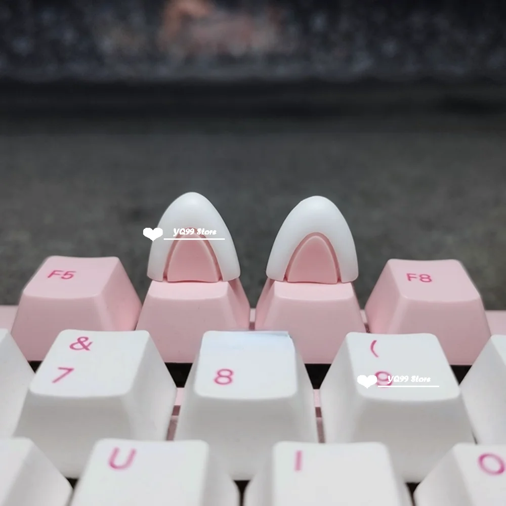 Tapa de tecla de oreja de conejo de oreja de gato personalizada para Cherry MX, Teclado mecánico rosa, gorra de bola Xda, tecla tridimensional - imagen 2