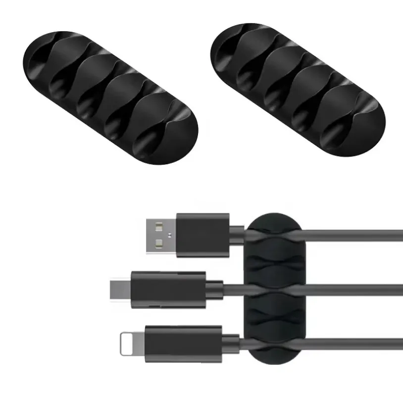 VIKEFON-enrollador de cables USB, Clips de gestión, organizador de cables, autoadhesivo de silicona para ratón, teclado, auriculares para iPhone - imagen 3