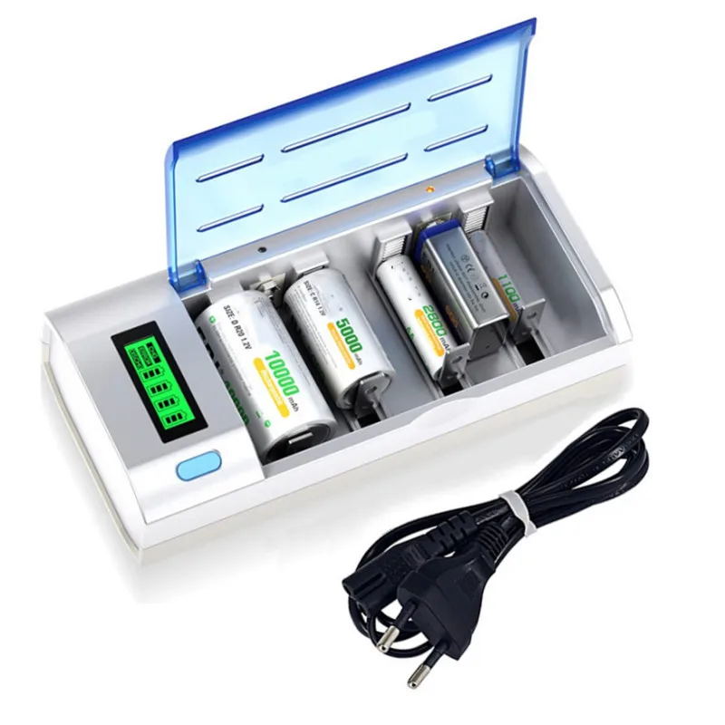 Cargador Inteligente LCD 6 Pilas AA/AAA/C/D/9V - Carga Rápida