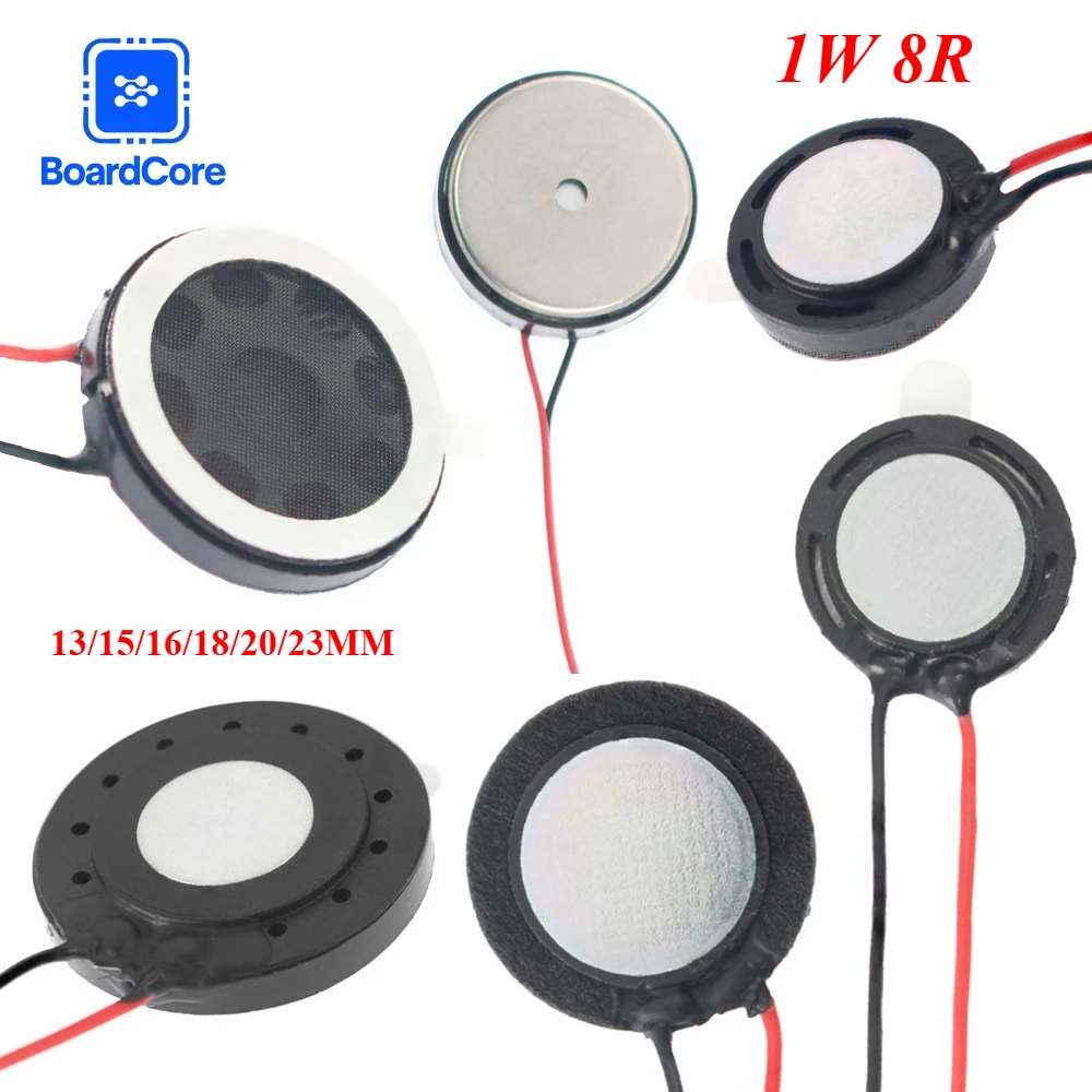 5 uds 8Ohm 1W Mini altavoz diámetro 13/15/16/18/20/23mm imán interno con cable altavoz Audio DIY para tableta teléfono ordenador