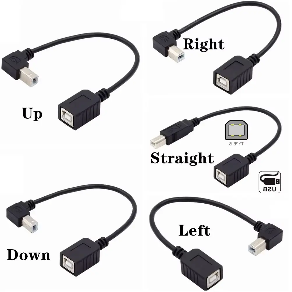 Cable USB Macho a Hembra Tipo B 90° Extensión Impresora Escáner 25 cm - imagen 5