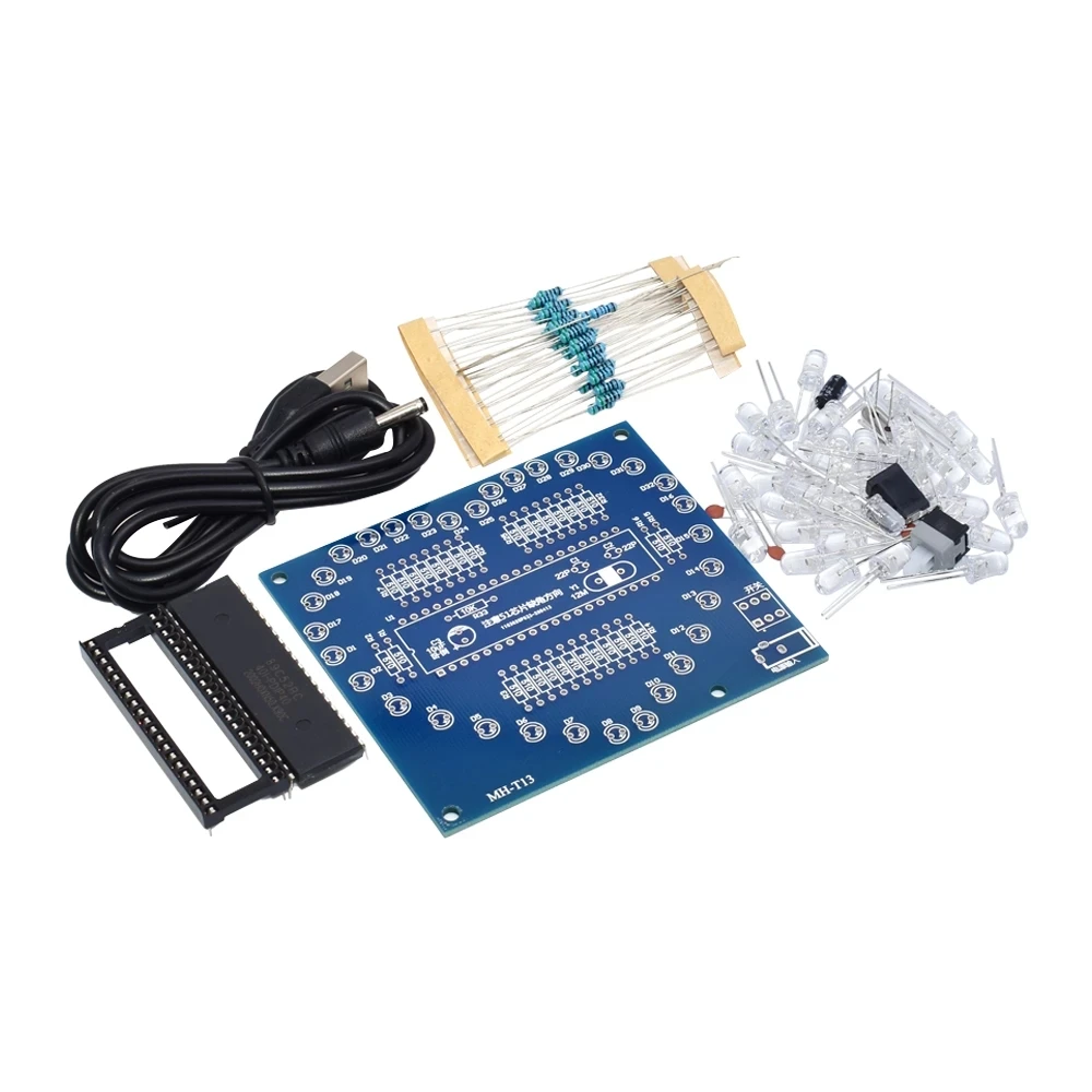 Kit electrónico con forma de corazón, módulo LED RGB brillante colorido, luz de agua de amor STC89C52 51, microordenador de un solo Chip para Arduino - imagen 3