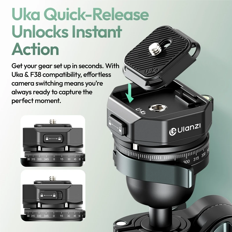 Trípode de viaje Ulanzi JJ05 GlideGo para cámara Canon Nikon Sony DSLR carga de 5KG disparos horizontales verticales con liberación rápida Uka - imagen 2