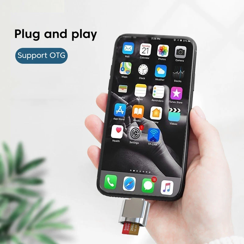 Convertidor de lector de tarjetas Micro SD TF para iPhone 13, 12 Pro, OTG a lector de tarjetas Micro SD, tarjeta de memoria relámpago, sistema ForiOS 13 superior - imagen 5