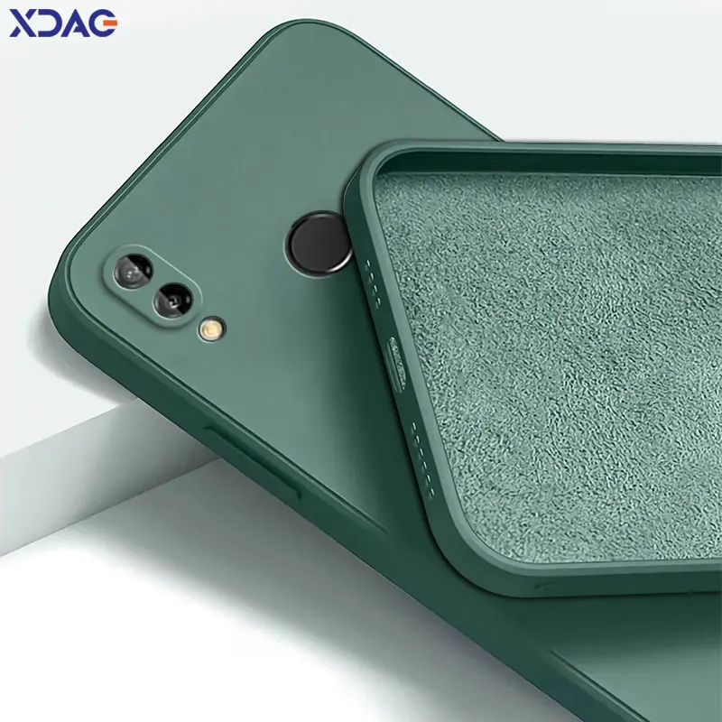 Funda trasera cuadrada de silicona líquida para teléfono móvil Huawei P20 Pro Lite 2019, accesorios de Funda suave - imagen 2