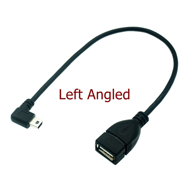 USB A cabeza hembra a Mini USB B OTG cabeza macho adaptador de cable de 90 grados 5P OTG V3 cable de datos de puerto para audio de coche tableta MP3 MP4 - imagen 3