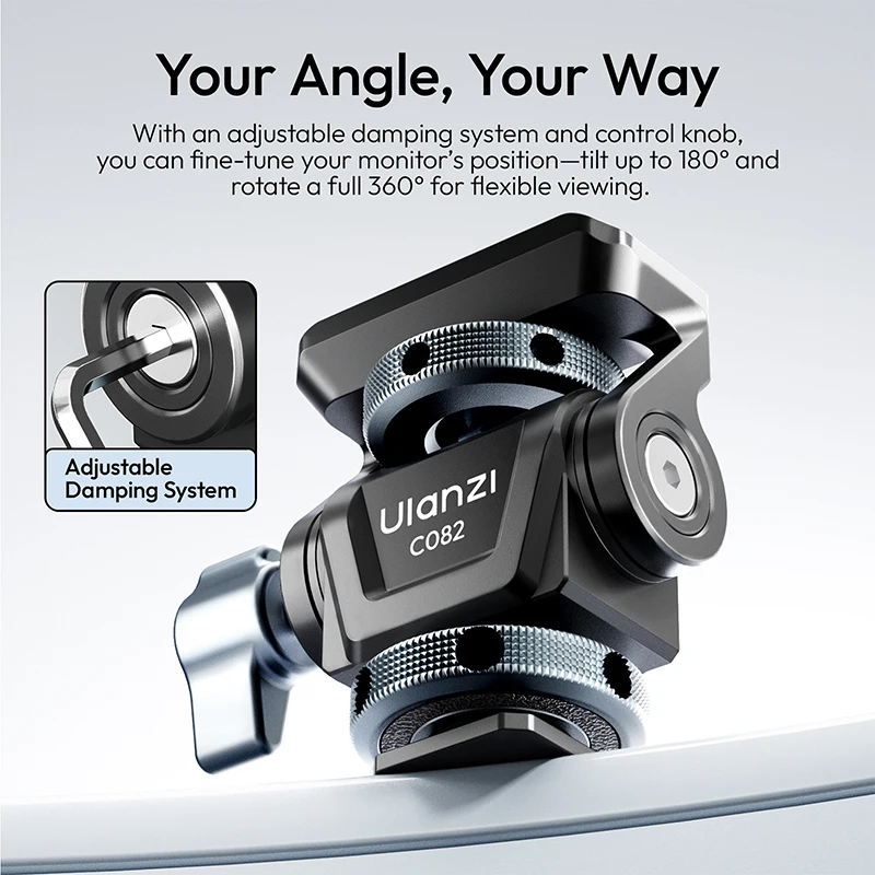 Ulanzi CO82 Cabezal de bola de amortiguación ajustable Perilla de cabeza plana Carga de 3 kg 360 °   Rotación con soporte de 1/4" para fotografía de cámara con trípode - imagen 5