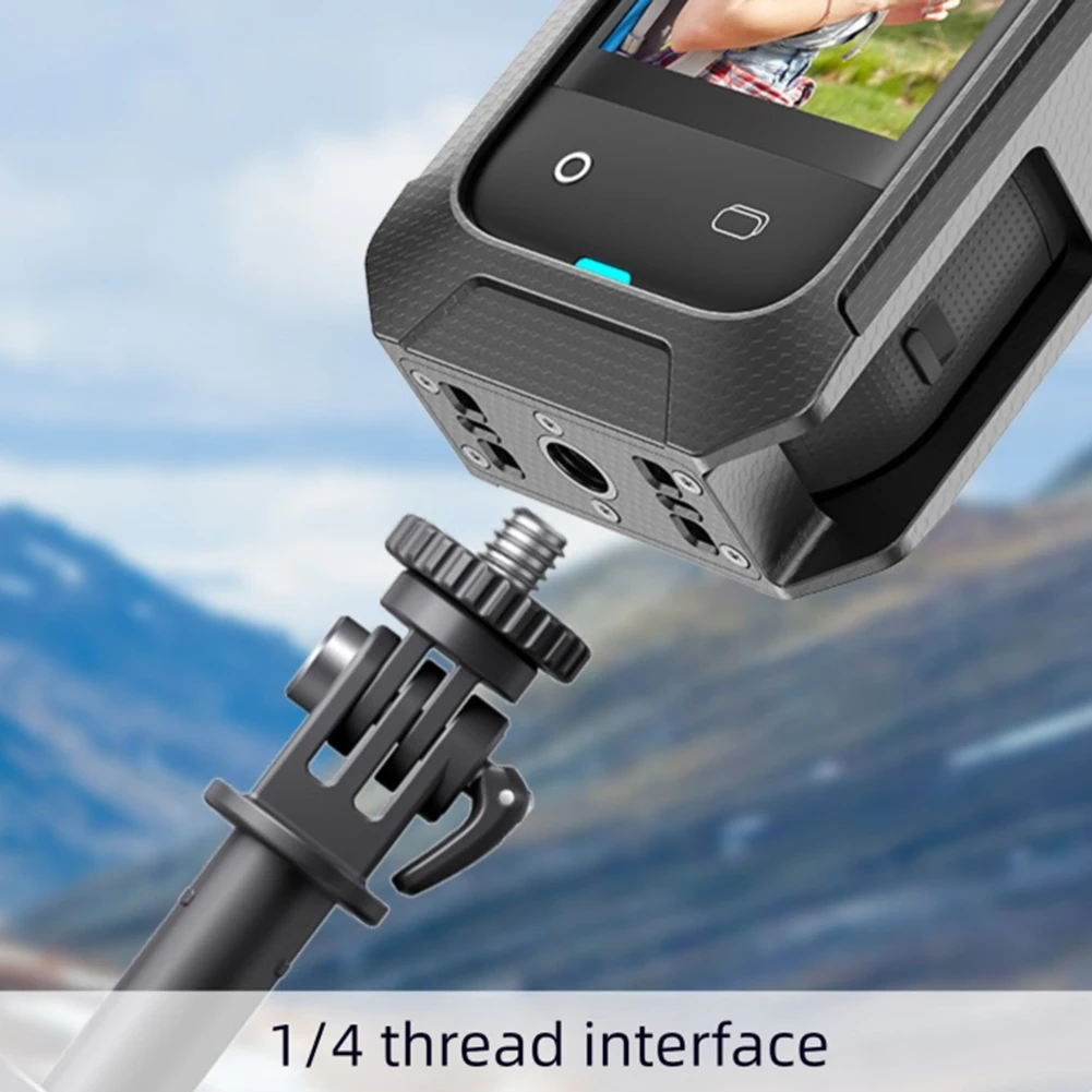 Jaula de conejo para PC, marco de cámara de acción de liberación rápida magnética con soporte de expansión para zapata fría para cámara de acción Insta360 X5 - imagen 5