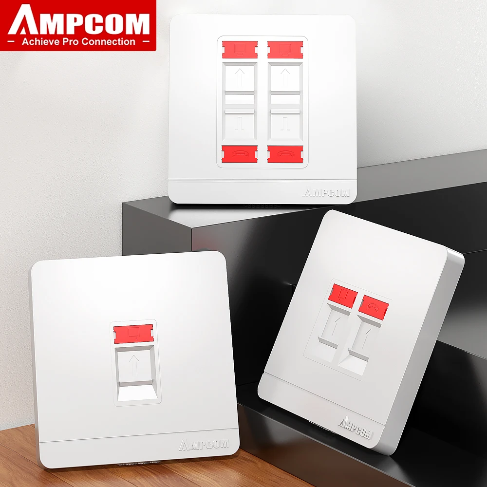 AMPCOM Placa de Pared RJ45 – 1 Puerto Ethernet Wall Plate - imagen 2