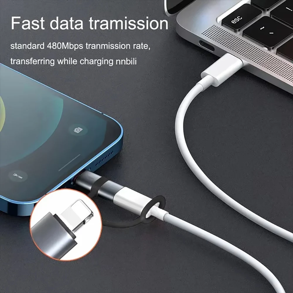 Adaptador PD30W USB C a iOS, convertidor tipo C macho a hembra Lightning para iPhone 14 13 12 11 Pro Max Macbook iPad carga rápida - imagen 2