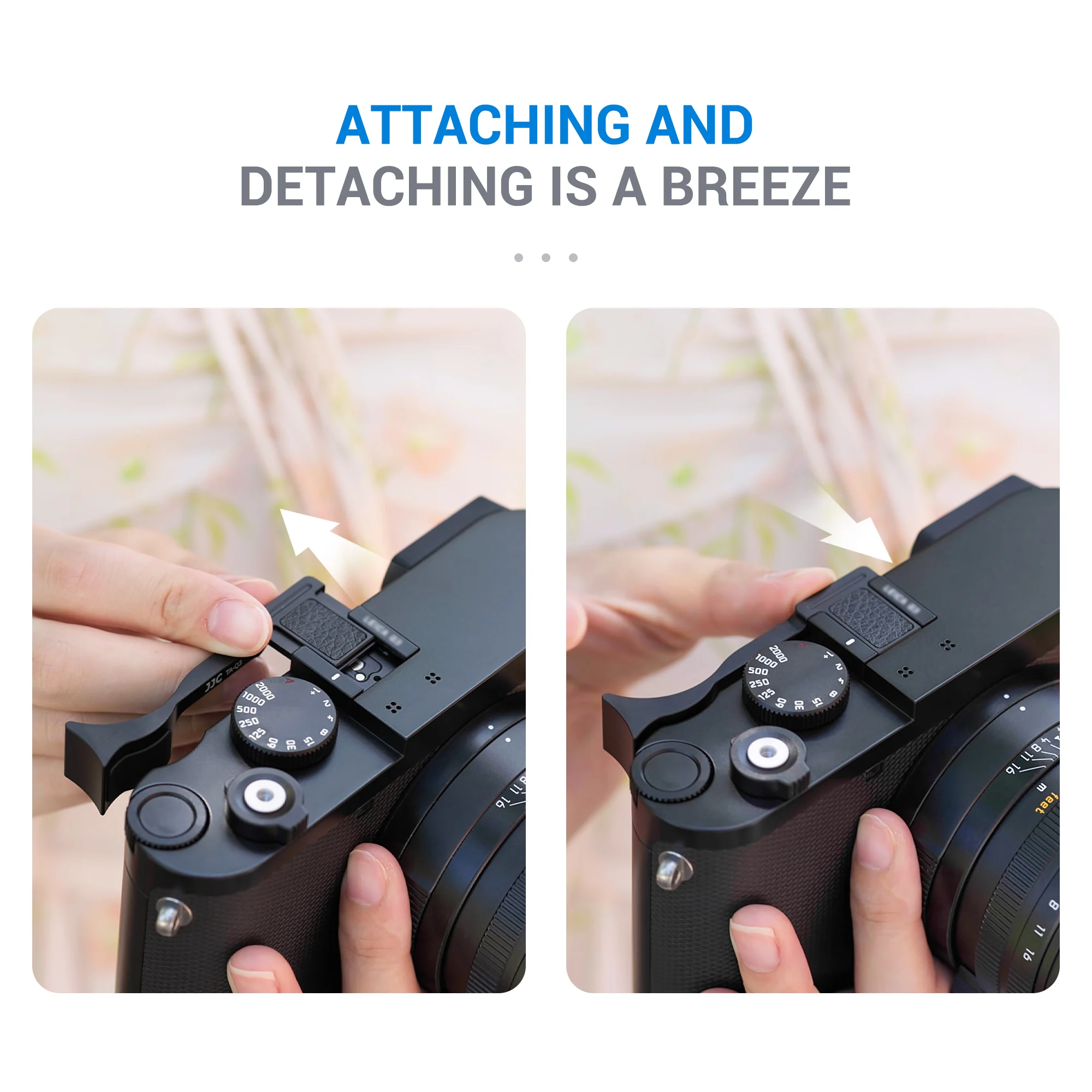 JJC Q3 pulgar hacia arriba agarre de mano soporte de agarre para Leica Q3 43 Q3 accesorios de cámara cubierta de zapata de aluminio tapa de zapata - imagen 5