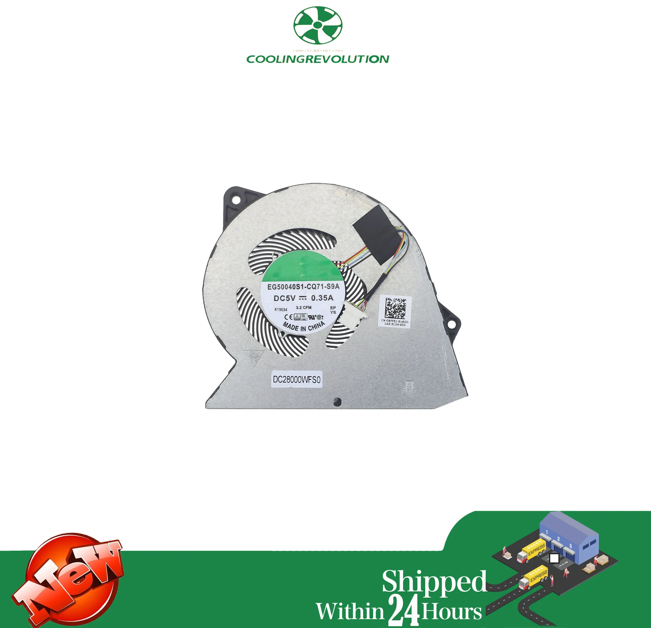 Ventilador de refrigeración de la CPU del ordenador portátil, EG50040S1-CQ71-S9A DC5V 0.35A 4Pin para DELL Vostro 3420 3250 3510 V3420 3511 3515 0RFF51 RFF51 - imagen 2