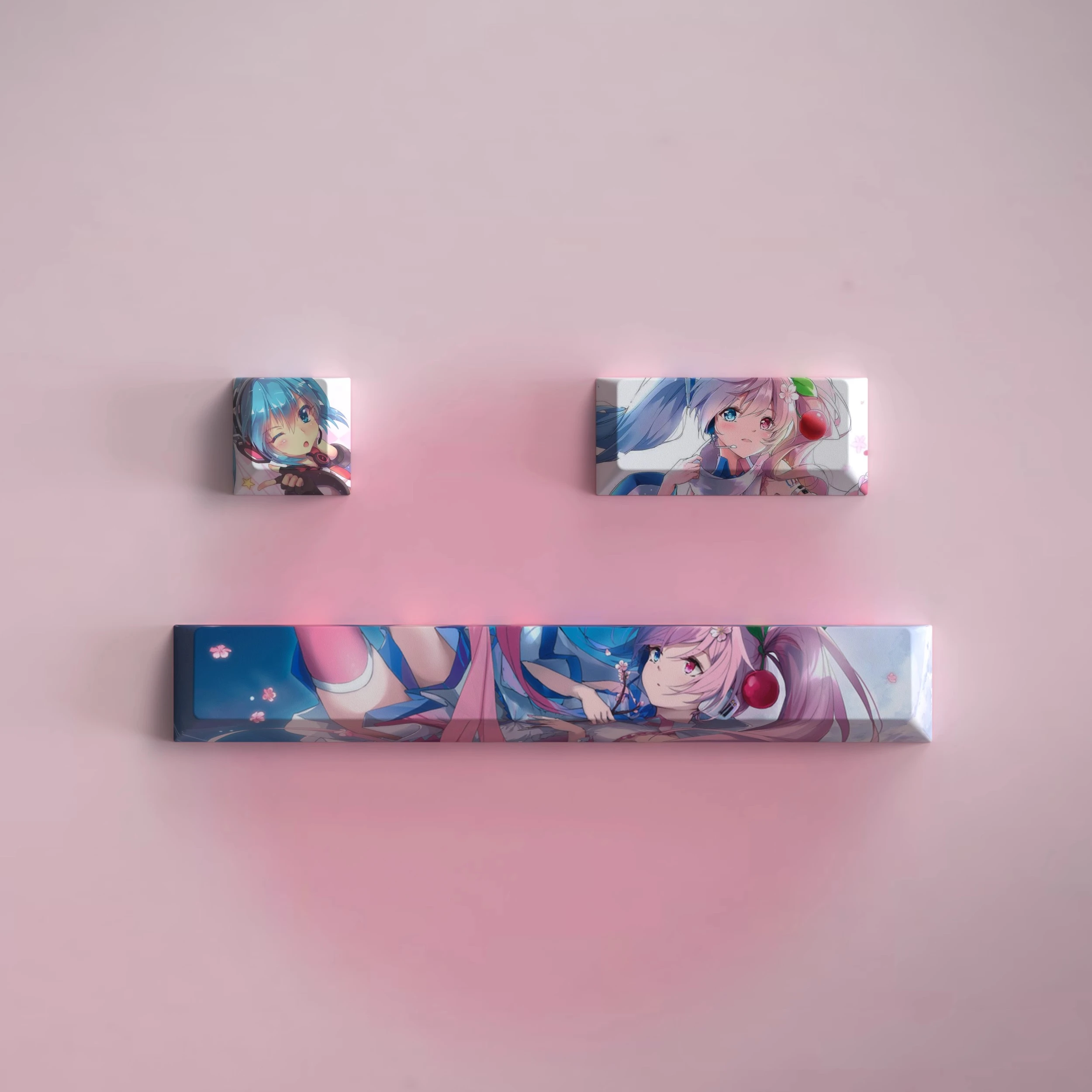 Juego de 3 teclas de chica bonita ESC 2.25U Enter 6.25U, tapa de llave de barra espaciadora, perfil de cereza, juegos de Anime, tapas de teclas de dibujos animados para interruptor MX - imagen 3