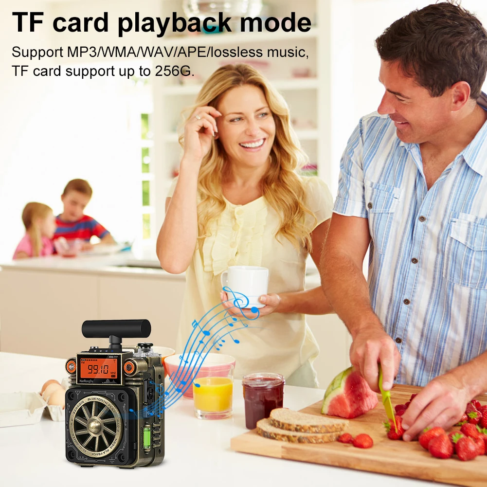 HRD-777 Radio de emergencia FM MW SW VHF WB Radio Bluetooth de banda completa giroscopio Mini Radio Mini altavoz multifunción - imagen 4