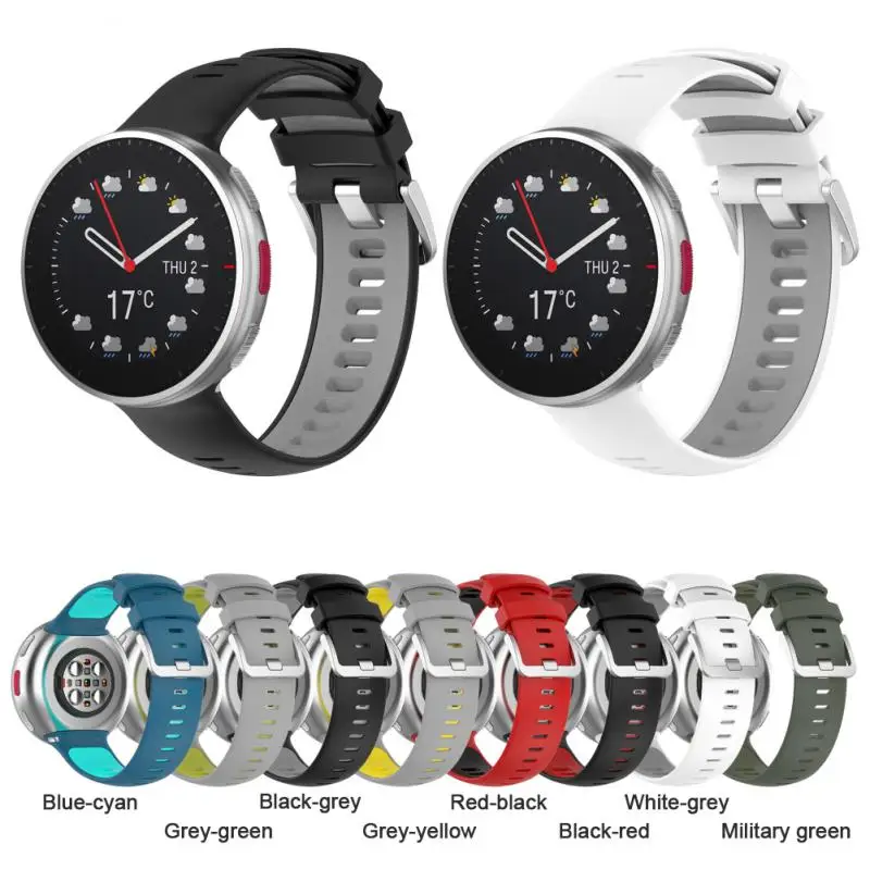 Correa de silicona para reloj Polar Vantage V2, repuesto oficial con orejas crudas, 2 colores