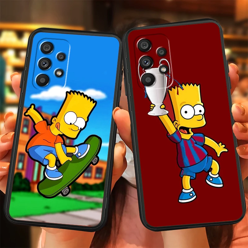 Dibujos Animados populares de Los Simpsons para Samsung, A53, A52, A33, A32, A51, A71, A21S, A13, A73, A55, A22, A23, A35, A72, A54, A12, 5G, parte trasera negra - imagen 2