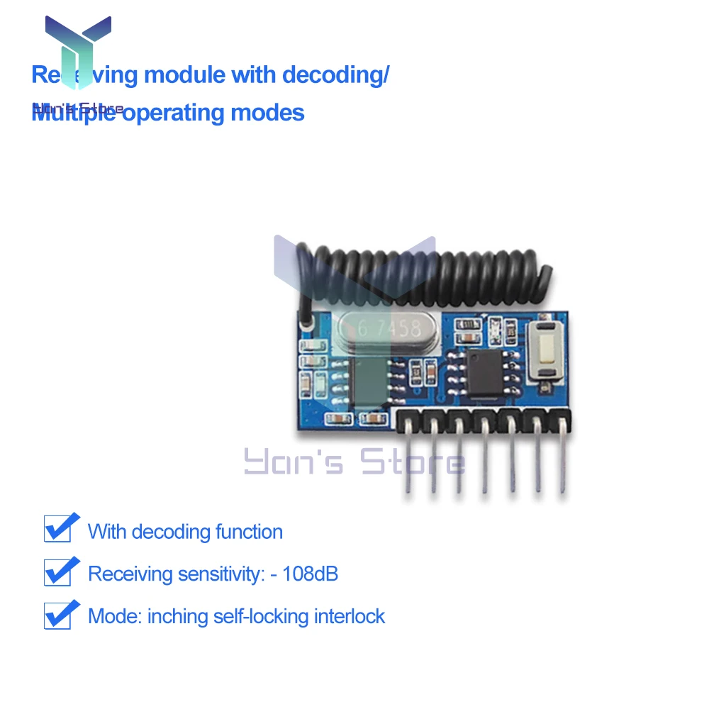 1-5 uds 315/433 Mhz transmisor y receptor RF módulo de interruptor de Control remoto DC3.3V-5V Jog controlador de enclavamiento autoblocante