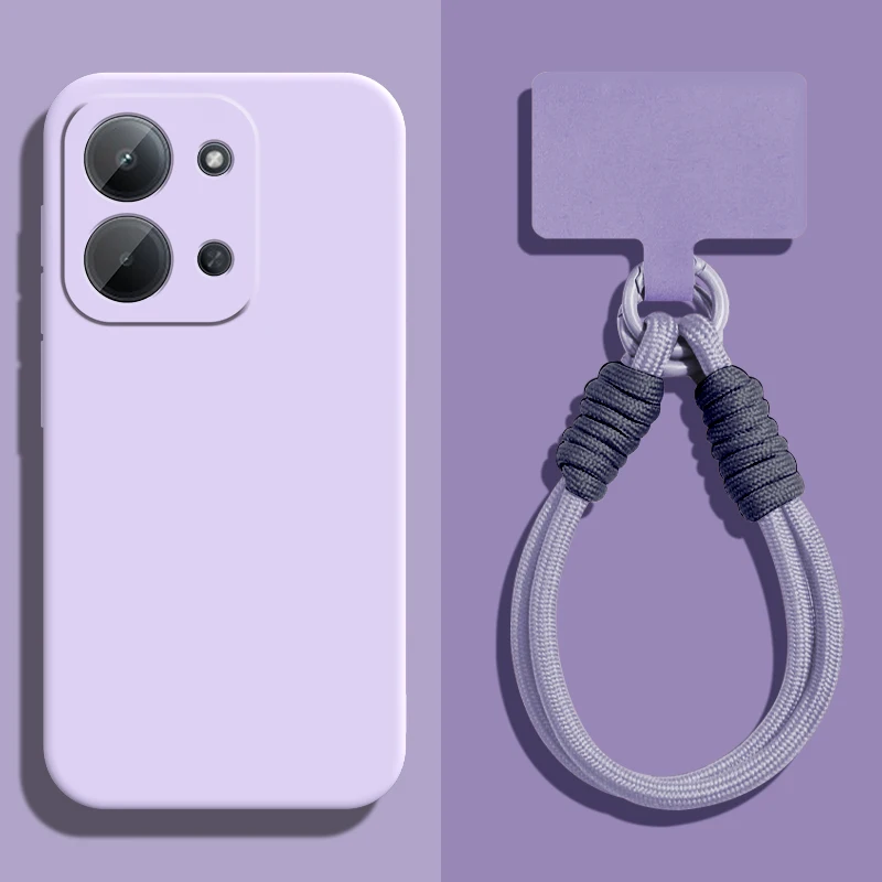 Funda con correa para muñeca con cordón de silicona líquida para Xiaomi Redmi 15C 15 4G 5G, cubierta protectora para lente de cámara - imagen 2