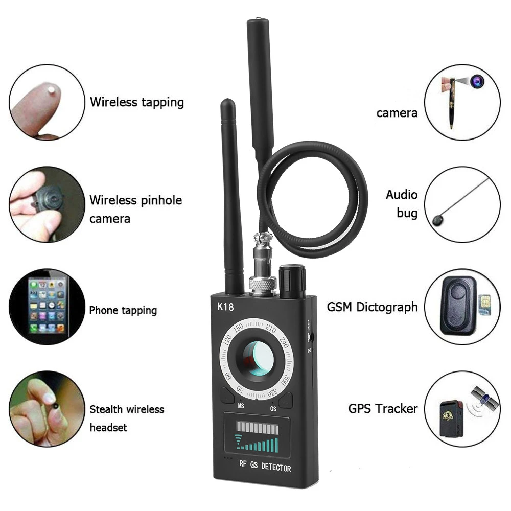 Cámara detectora inalámbrica K18, 1MHz-6,5 GHz, buscador de insectos de Audio GSM, lente de señal GPS, rastreador RF, detección multifunción, anticámara - imagen 4
