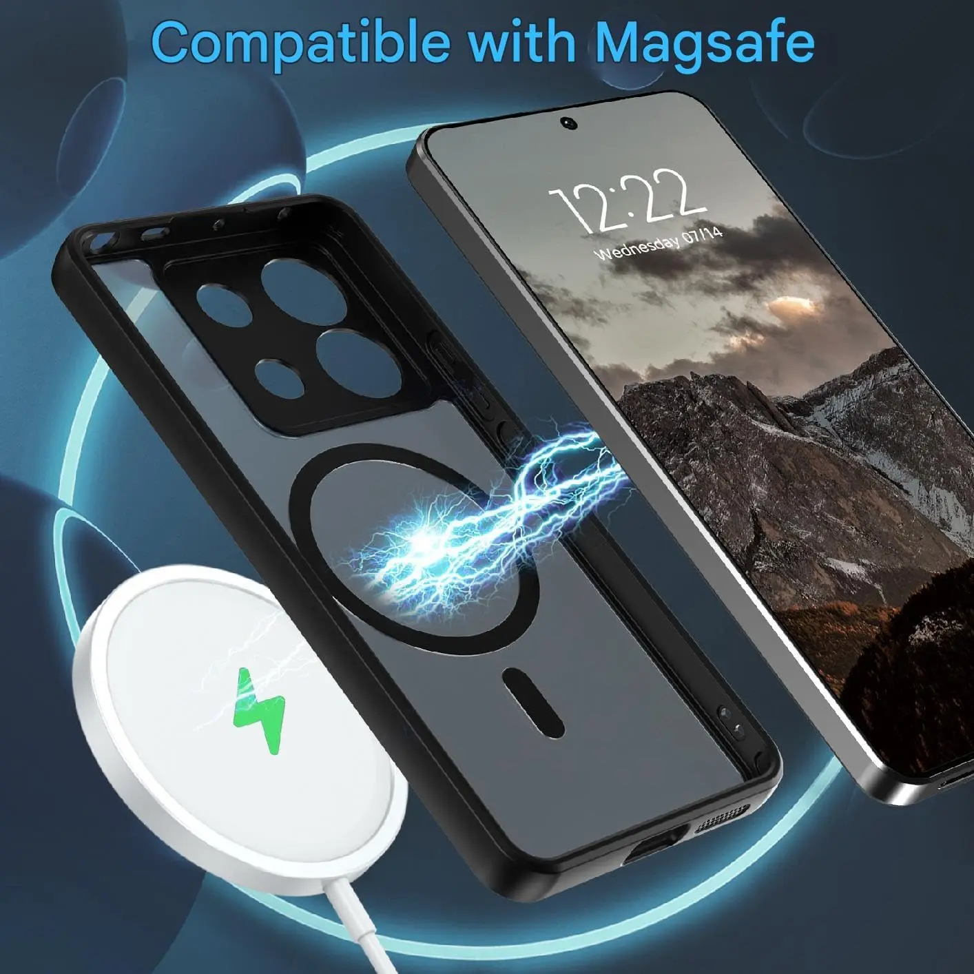 Funda translúcida para Magsafe, carga inalámbrica magnética, PC dura, protección de cámara mate para Xiaomi Redmi Note 13 Pro Plus 4G 5G - imagen 2