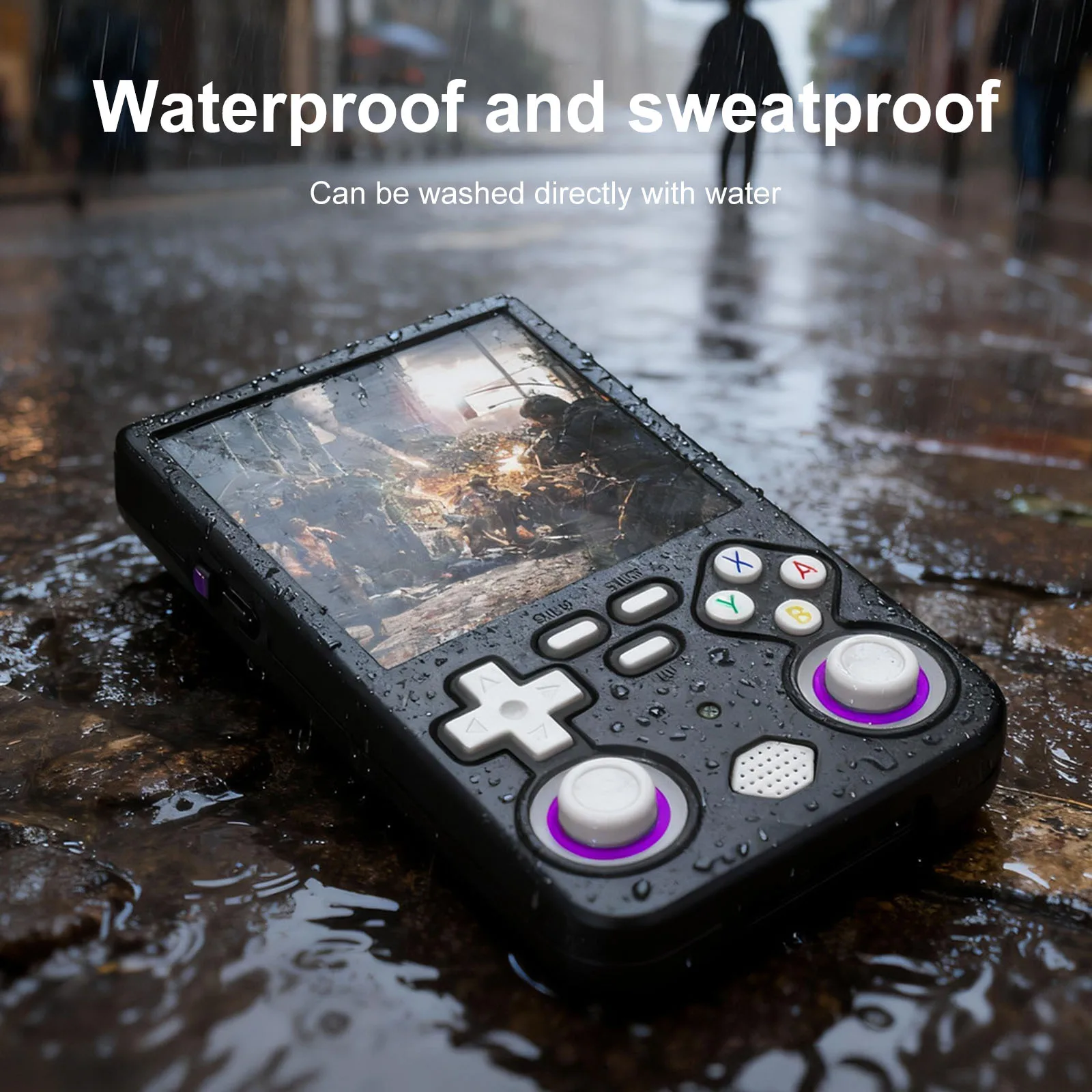 Funda de silicona para consola de juegos portátil R36 Ultra contra arañazos y caídas, Estuche de transporte negro con cordón para hombres y mujeres - imagen 3