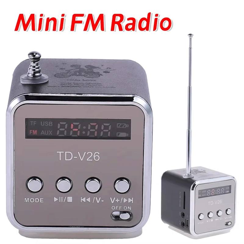 TD-V26 Radio portátil FM Mini Radio portátil Mini alta Bluetooth voz portátil adecuada para PC ordenador teléfono móvil MP3 música