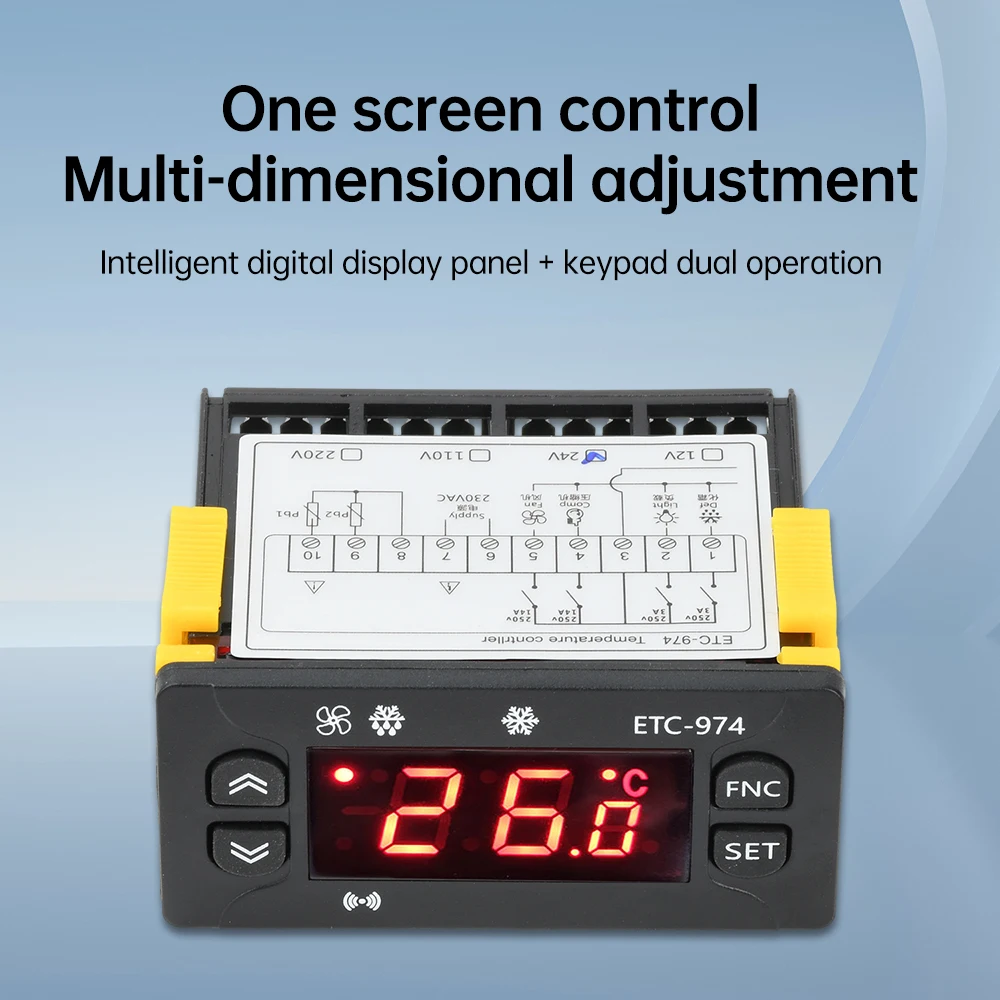 Controlador de temperatura DC12V 24V ETC-974 compresor/esmerilado/ventilador controlador de temperatura con pantalla Digital inteligente de alta precisión - imagen 2