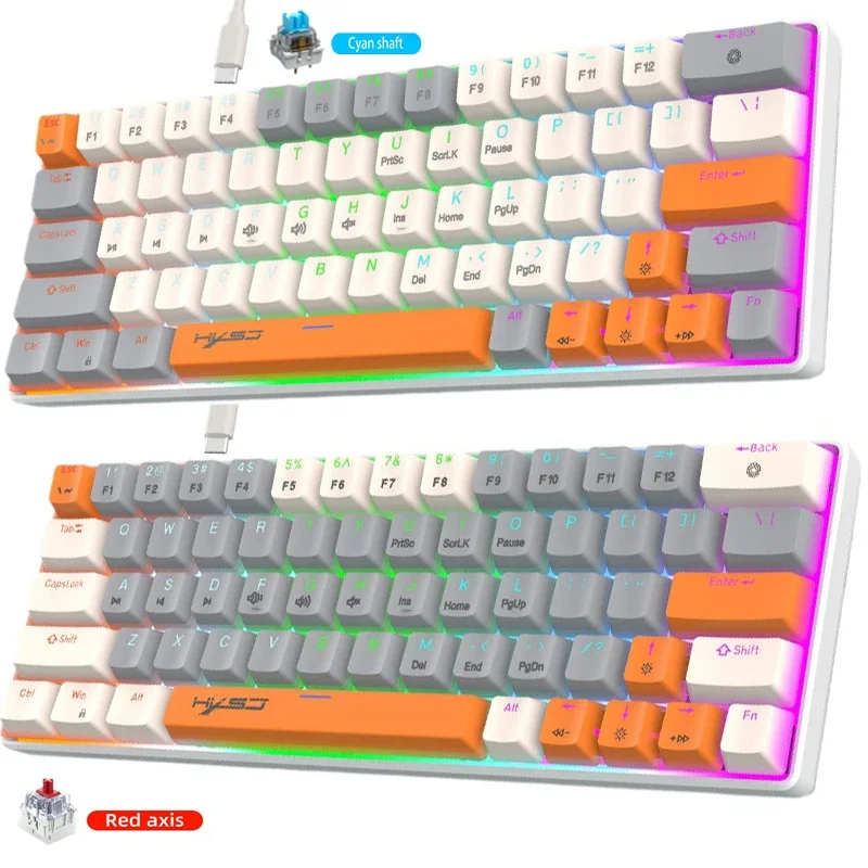 Teclado Usb con cable mecánico gamer 60% teclados retroiluminado interruptor de ordenador teclado mini pc interruptores colorido teclado - imagen 2