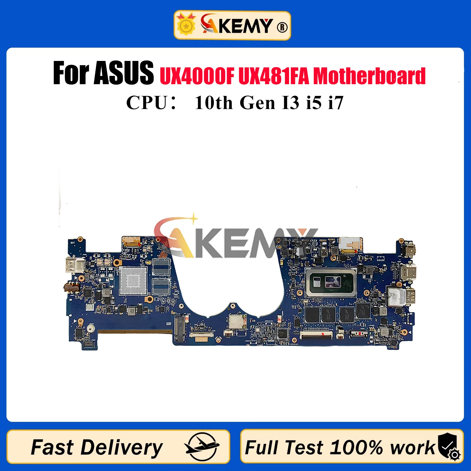 Placa base para ordenador portátil UX481FA para ASUS ZenBook Duo UX481F UX4000F UX481FL placa base 10. a generación I3 i5 i7 pruebas OK envío rápido stk