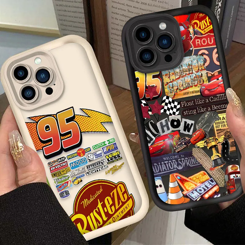 Funda Cars Lightning McQueen 95 para iPhone 15 16 13 14 12 11 Pro Max X XS X S Max XR SE 2020 7 8 Plus, funda de silicona a prueba de golpes - imagen 2