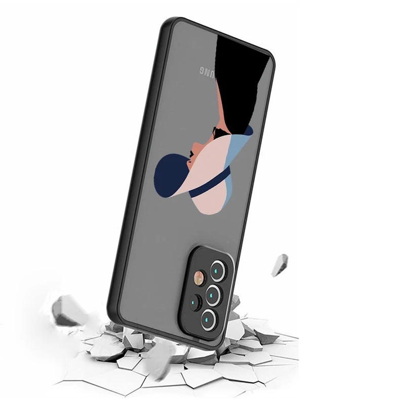 Funda translúcida esmerilada de tacón alto para mujer, carcasa de teléfono para Samsung A53, A52, A33, A32, A51, A71, A21S, A13, A73, A50, A22, A12, 5G - imagen 4