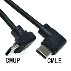 Cable de datos USB tipo C, cable de 90 grados, ángulo métrico de 90 grados a USB 2.0,/0,25/0,5/1 metro, izquierda, derecha, arriba y abajo, USB-C