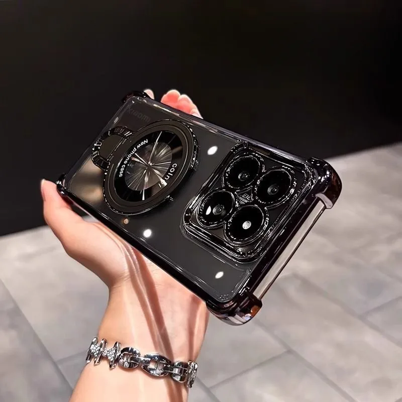 Funda de teléfono con soporte magnético transparente a prueba de golpes para iPhone 17 16 15 14 13 12 11 Pro Max 16 Plus 16E funda con soporte de silicona suave - imagen 3