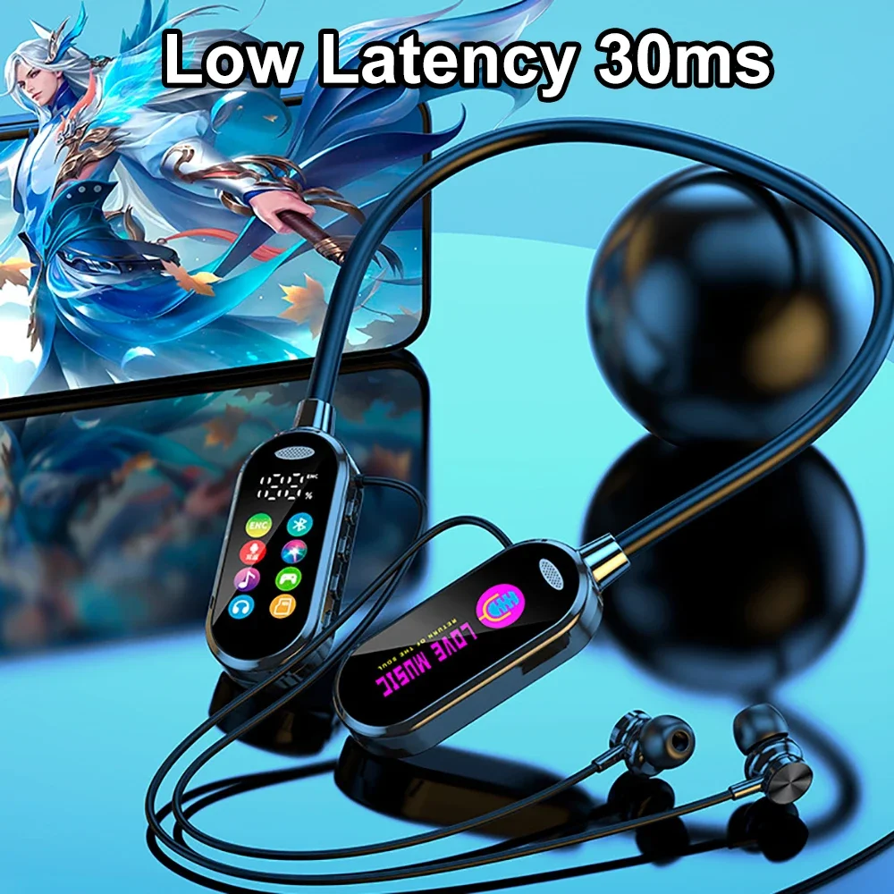Auriculares Bluetooth 5,4, auriculares con banda para el cuello y pantalla LED, auriculares inalámbricos con reducción de ruido para Monitor de auriculares KTV Live - imagen 5
