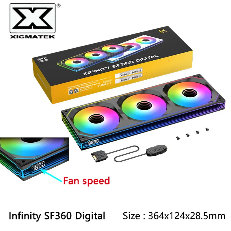 XIGMATEK Infinity SF360 ventilador Digital ARGB integrado, pantalla Digital espejo infinito/velocidad del ventilador de pantalla/come con controlador de ventilador
