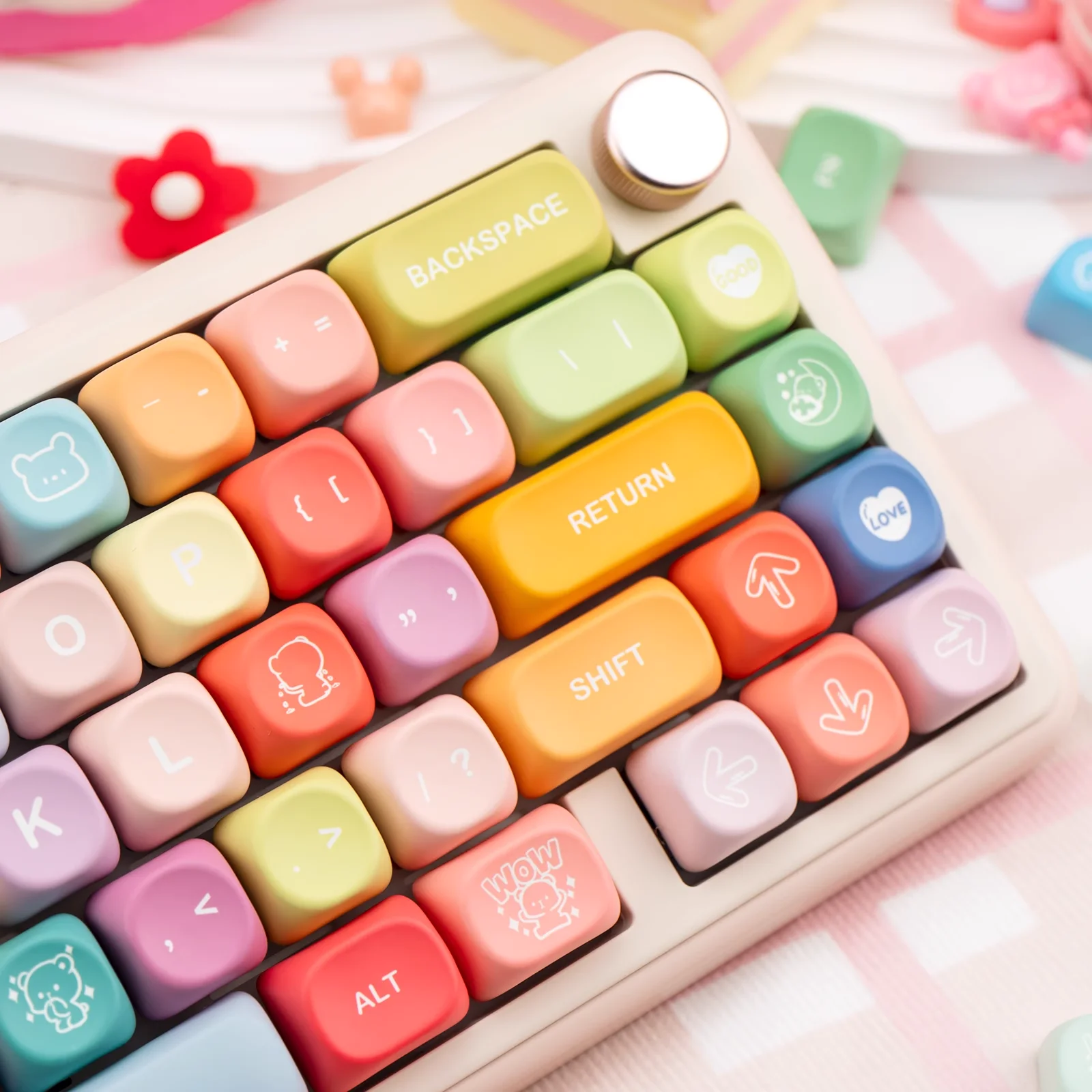 Teclas con tema de osos de goma, teclas bonitas de Color de perfil PBT MOA para interruptores MX, teclado mecánico personalizado para jugar, teclas de tinte DIY - imagen 3
